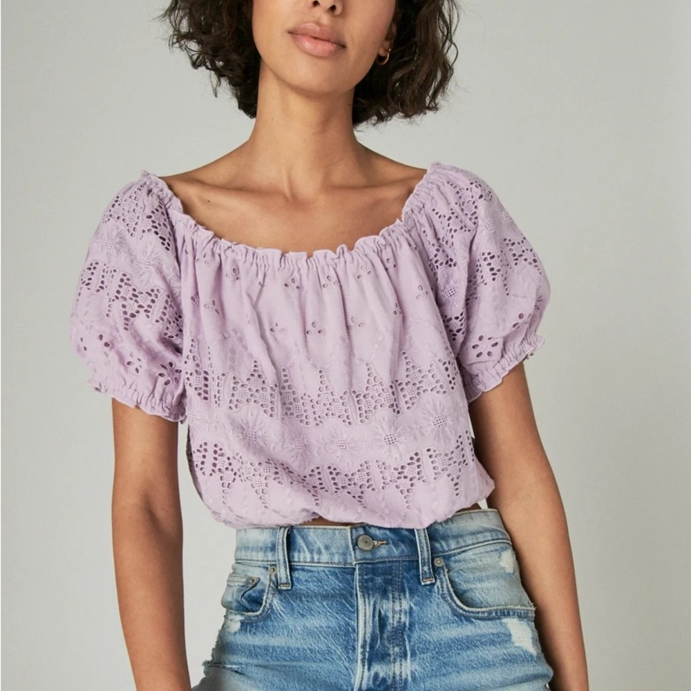 Lucky Brand Lavender Eyelet Blouse
